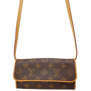 Louis Vuitton Monogram Leather Brown Pochette Twin Shoulder Bag